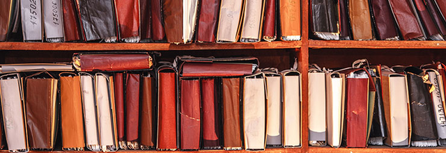 A bookshelf filled with books