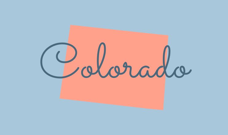 The name "Colorado" over a graphic of the state on a blue background.