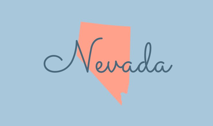 The name "Nevada" over a graphic of the state on a blue background.