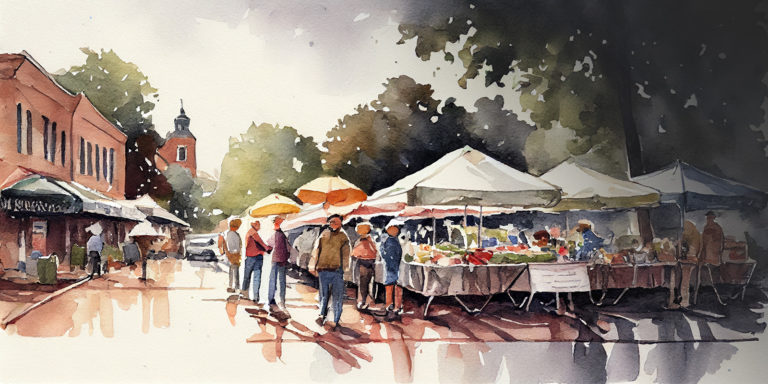 a water color of an art event.