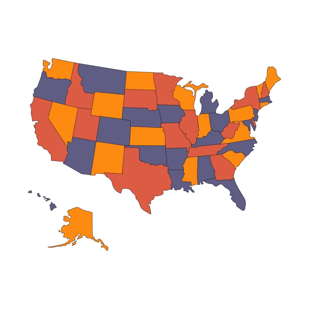 Illustrated map of the United States